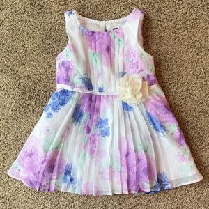 Janie and Jack | White Dress with Purple, Blue and Green Floral Print